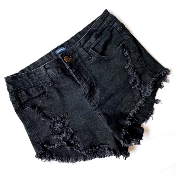 Brandy Melville Pants - BRANDY MELVILLE • DISTRESSED DAISY DUKE SHORTS BLK